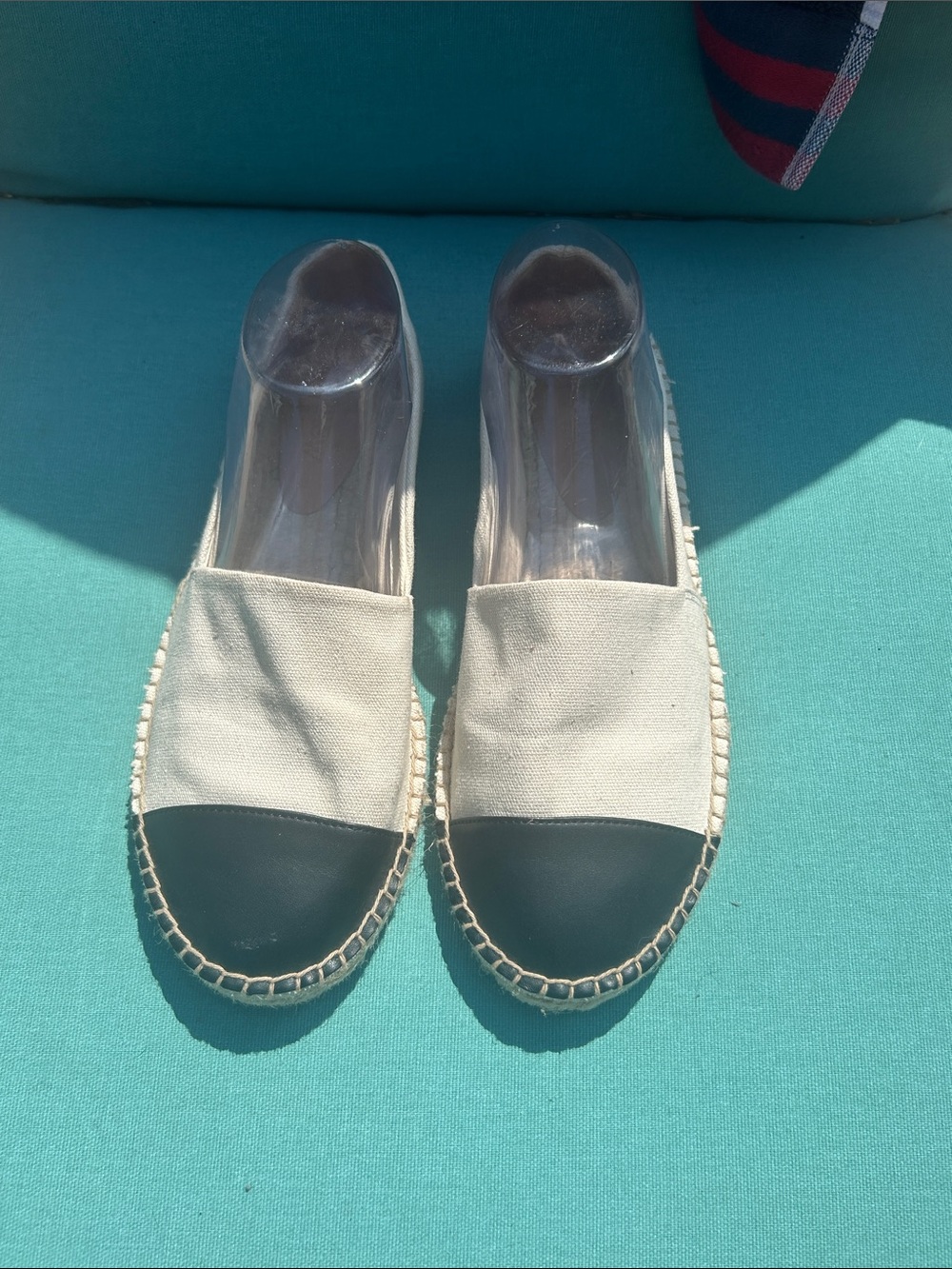 J Crew Classic Two-Tone Espadrille Flats - Cream and Black